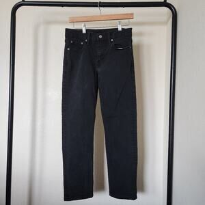 Levis 502 Black Straight Leg High Waisted Jeans Size 29x30 Embroidered Pocket